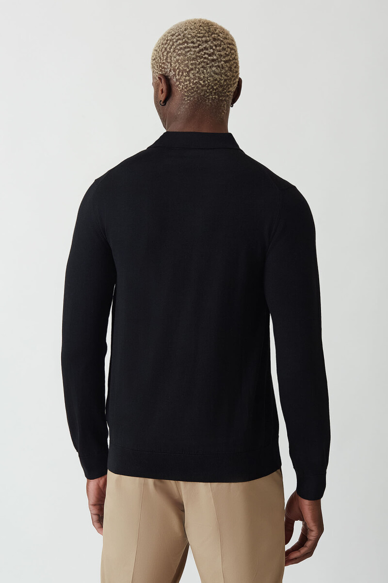 Erkek Basic Polo Yaka Triko Sıyah - 2