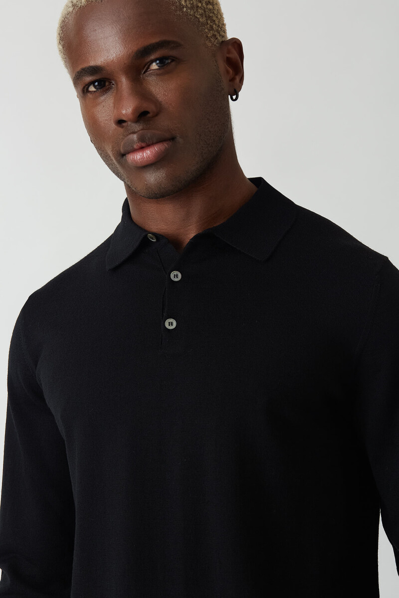 Erkek Basic Polo Yaka Triko Sıyah - 3