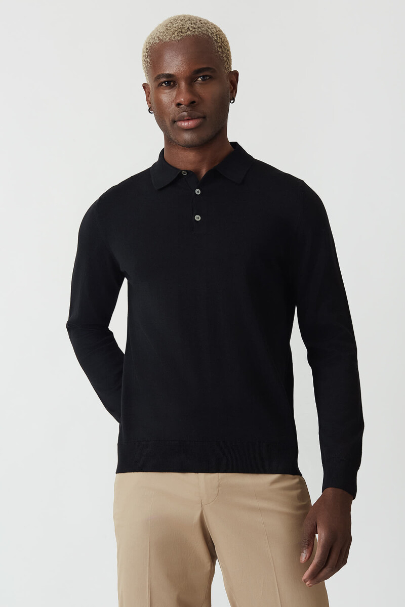 Erkek Basic Polo Yaka Triko Sıyah - 1