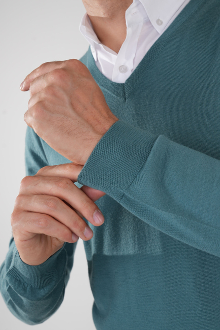 Erkek Basic V Yaka Triko Mint - 3