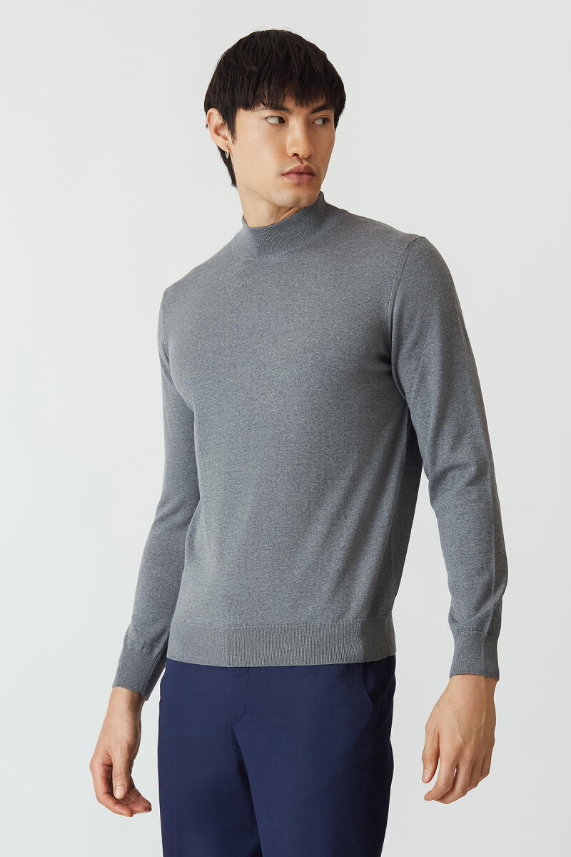 Erkek Basic Yarım Balıkçı Triko Koyu-Gri - 5