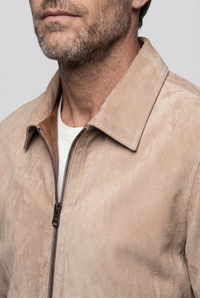 Bej Regular Fit Deri Gerçek Mont - 3