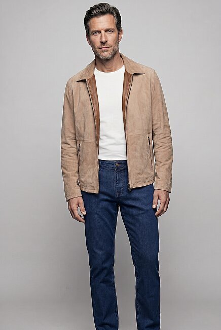 Bej Regular Fit Deri Gerçek Mont (3)