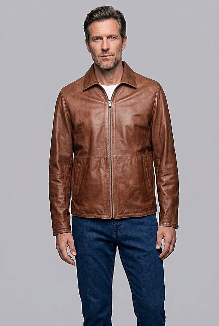 Bej Regular Fit Deri Gerçek Mont (4)