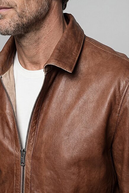Bej Regular Fit Deri Gerçek Mont (6)