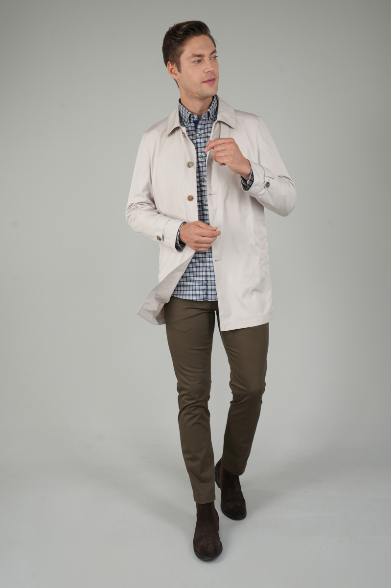 Erkek Bej Pardösü Trençkot