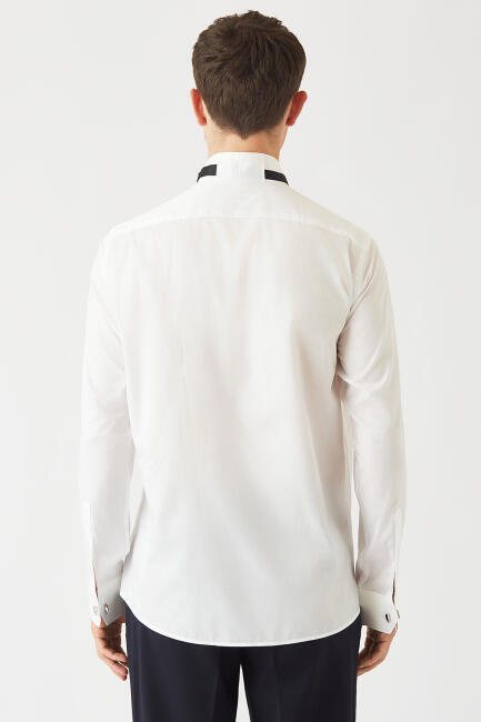 Erkek Beyaz Ata Yaka Regular Fit Gömlek (1)