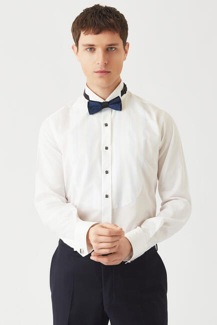 Erkek Beyaz Ata Yaka Regular Fit Gömlek - 1