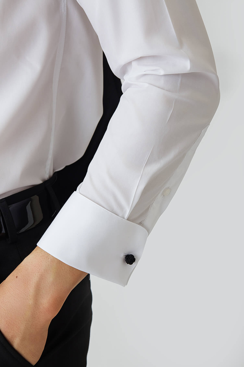 Erkek Beyaz Pamuk Slim Fit Ata Yaka Smokin Gömlek - 4