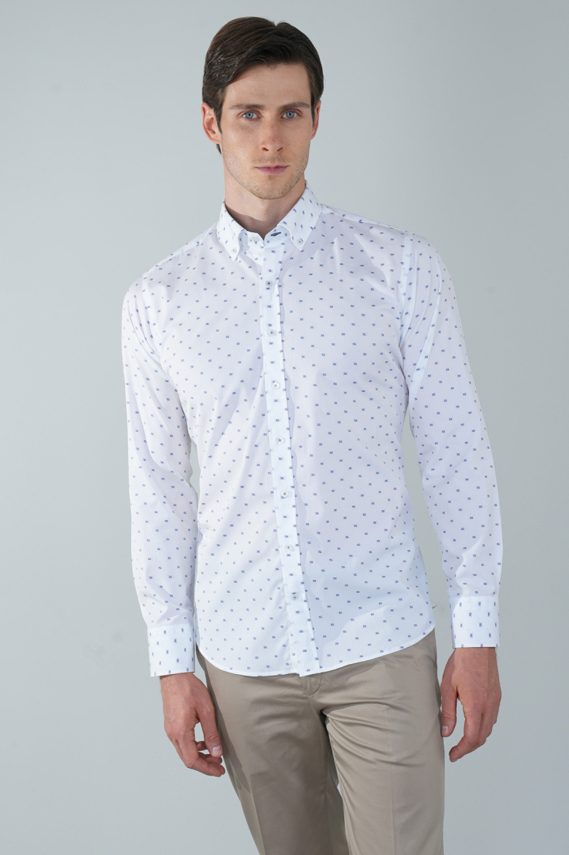 Erkek Beyaz Regular Fit Paşa Yaka Gömlek - 1