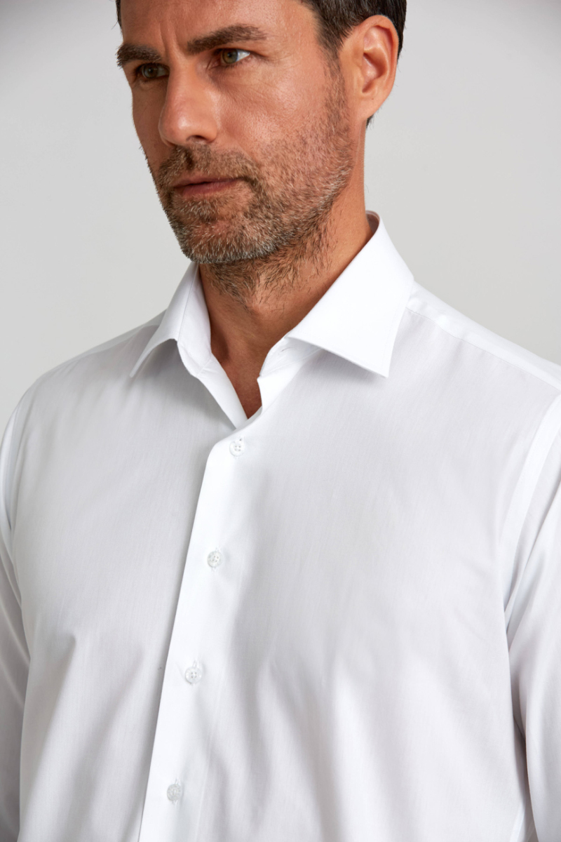 Erkek Beyaz Regular Fit Pötikare Gömlek - 4