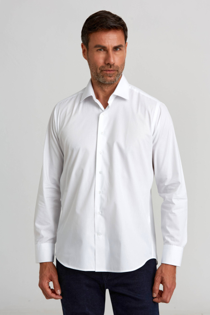 Erkek Beyaz Regular Fit Pötikare Gömlek - 1