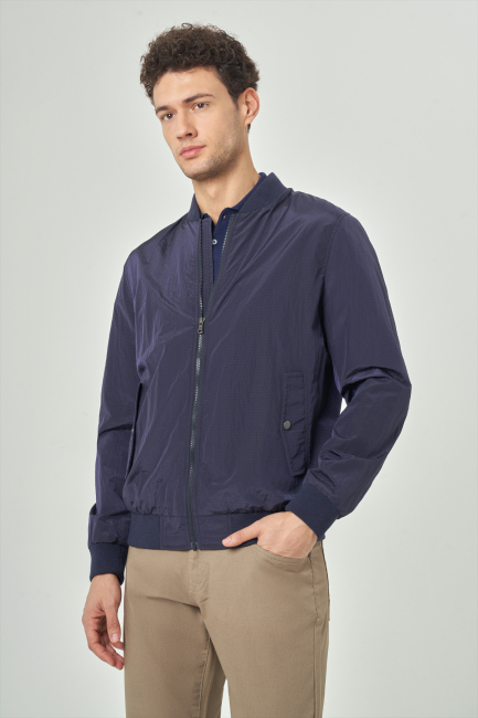 Navy Blue Bomber Men's Coat