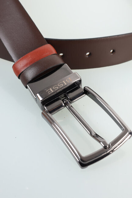 Erkek Çift Taraflı Gerçek Deri Kemer Kahve-Taba - 3