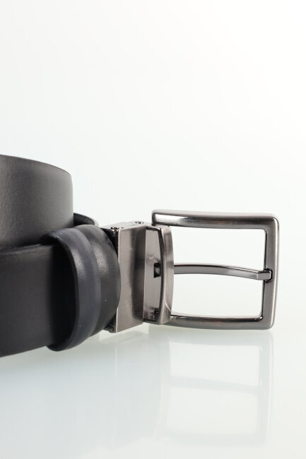 Erkek Çift Taraflı Gerçek Deri Kemer Lacivert-Siyah - 2