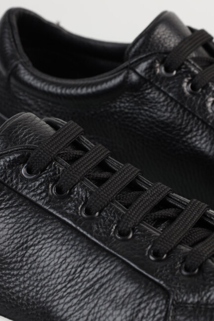 Erkek Deri Sneaker Siyah Ayakkabı - 2