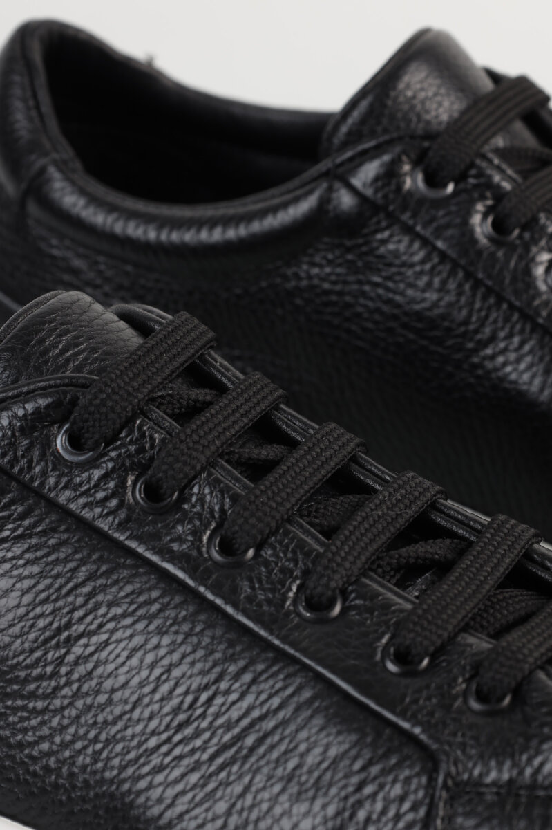 Erkek Deri Sneaker Siyah Ayakkabı - 2