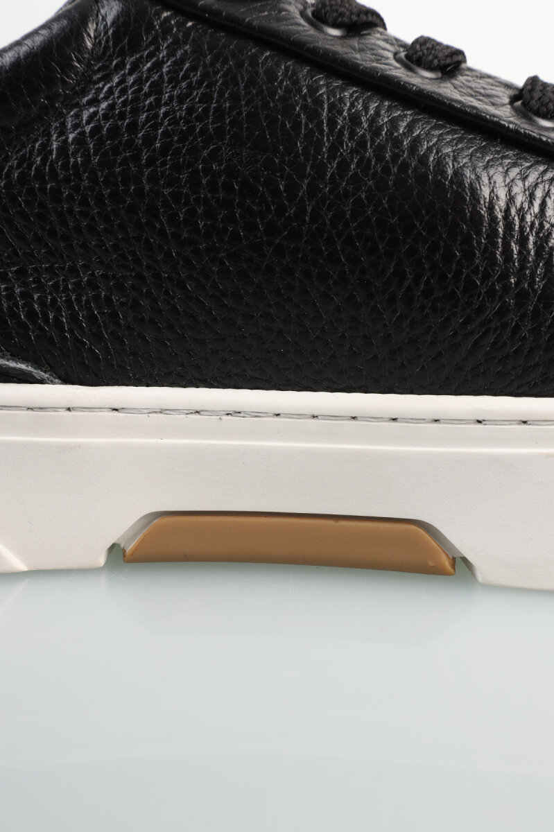 Erkek Deri Sneaker Siyah Ayakkabı - 4