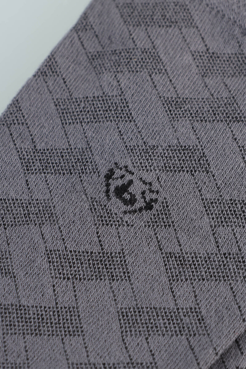 Erkek Desenli Bambu Uzun Çorap Gri - 2