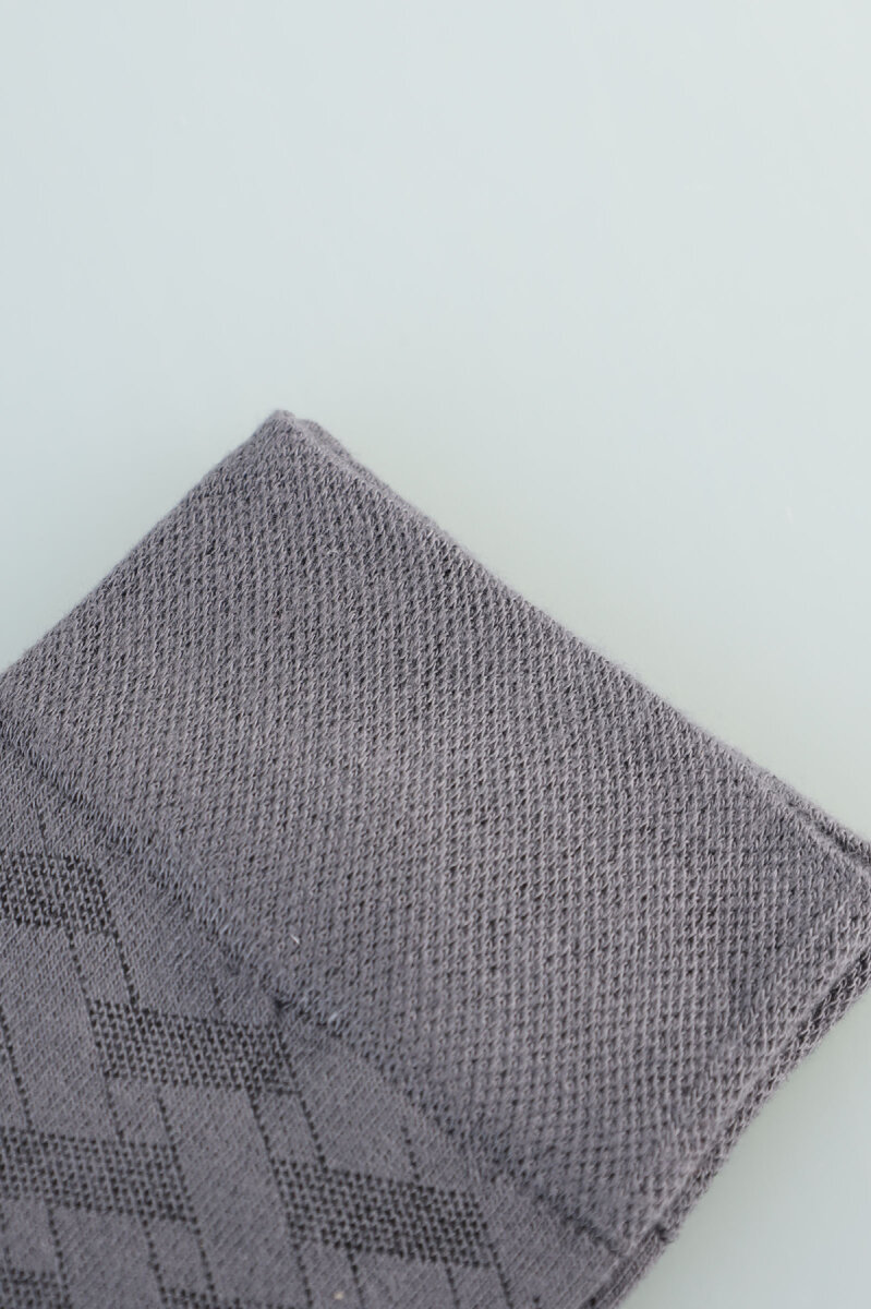 Erkek Desenli Bambu Uzun Çorap Gri - 4
