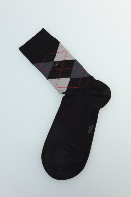 Erkek Desenli Bambu Uzun Soket Çorap Siyah - 4