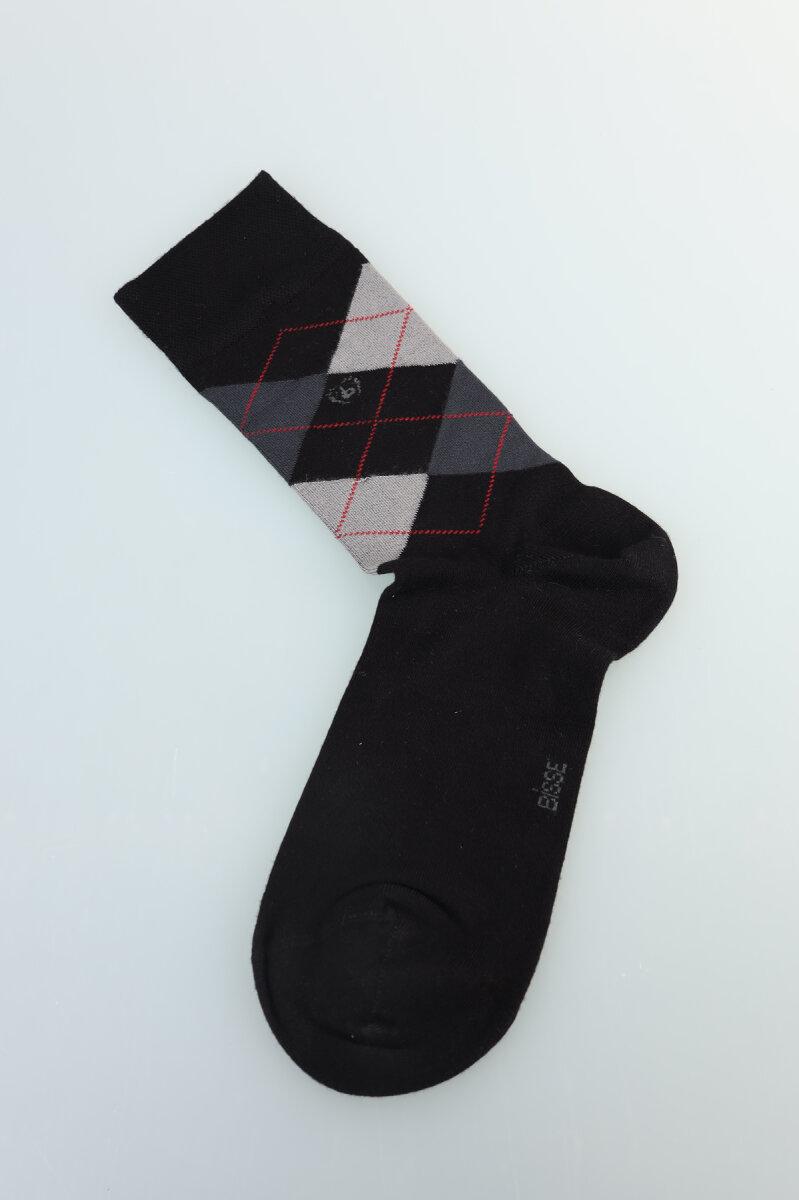 Erkek Desenli Bambu Uzun Soket Çorap Siyah - 4