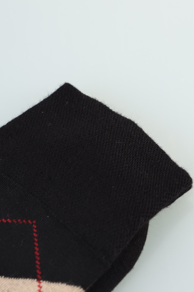 Erkek Desenli Bambu Uzun Soket Çorap Siyah-Yeşil-Krem - 4