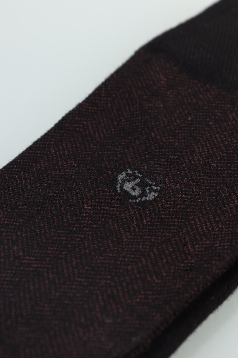 Erkek Desenli Dikişsiz Bambu Uzun Çorap Bordo - 2