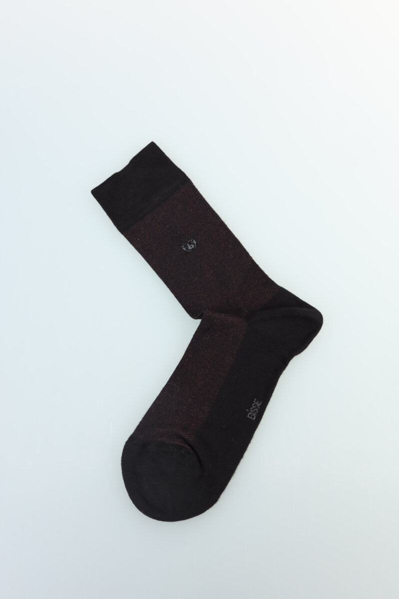 Erkek Desenli Dikişsiz Bambu Uzun Çorap Bordo - 5