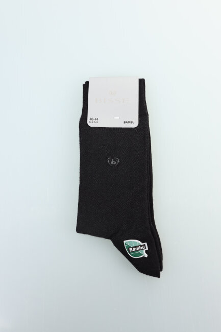 Erkek Desenli Dikişsiz Bambu Uzun Çorap Siyah 