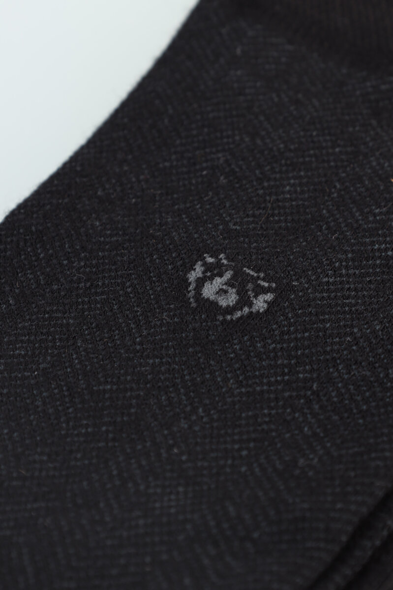 Erkek Desenli Dikişsiz Bambu Uzun Çorap Siyah - 3