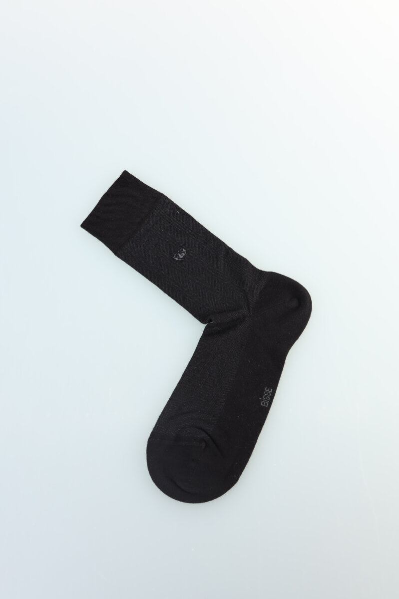 Erkek Desenli Dikişsiz Bambu Uzun Çorap Siyah - 5