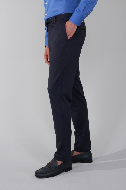 Erkek Fermuarlı Jagger Spor Lacivert Pantolon - 4