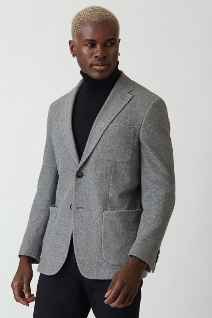 Erkek Gri 6 Drop Platinum Ceket - 3