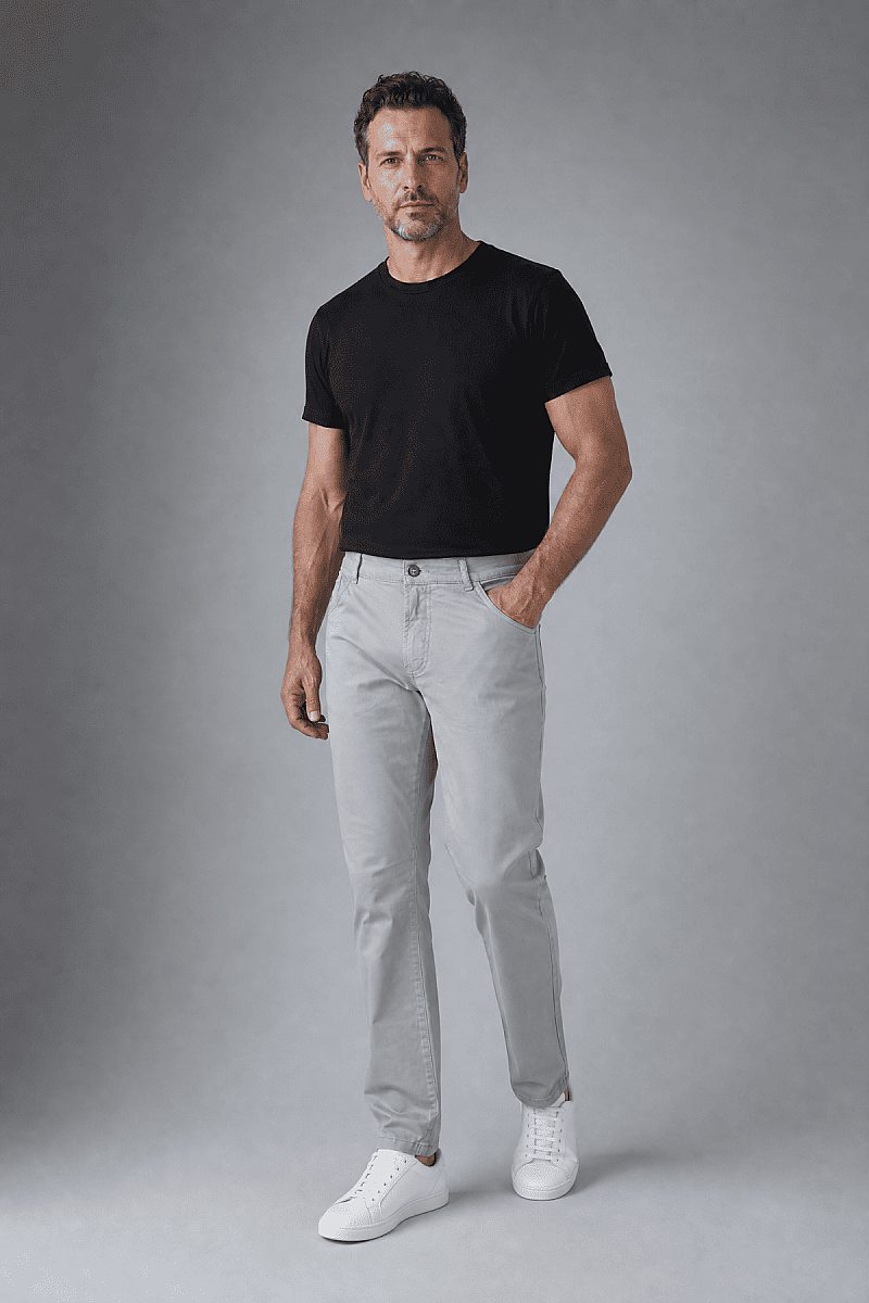 Gri Pamuk Cepli Chino Pamuklu Spor Pantolon - 3
