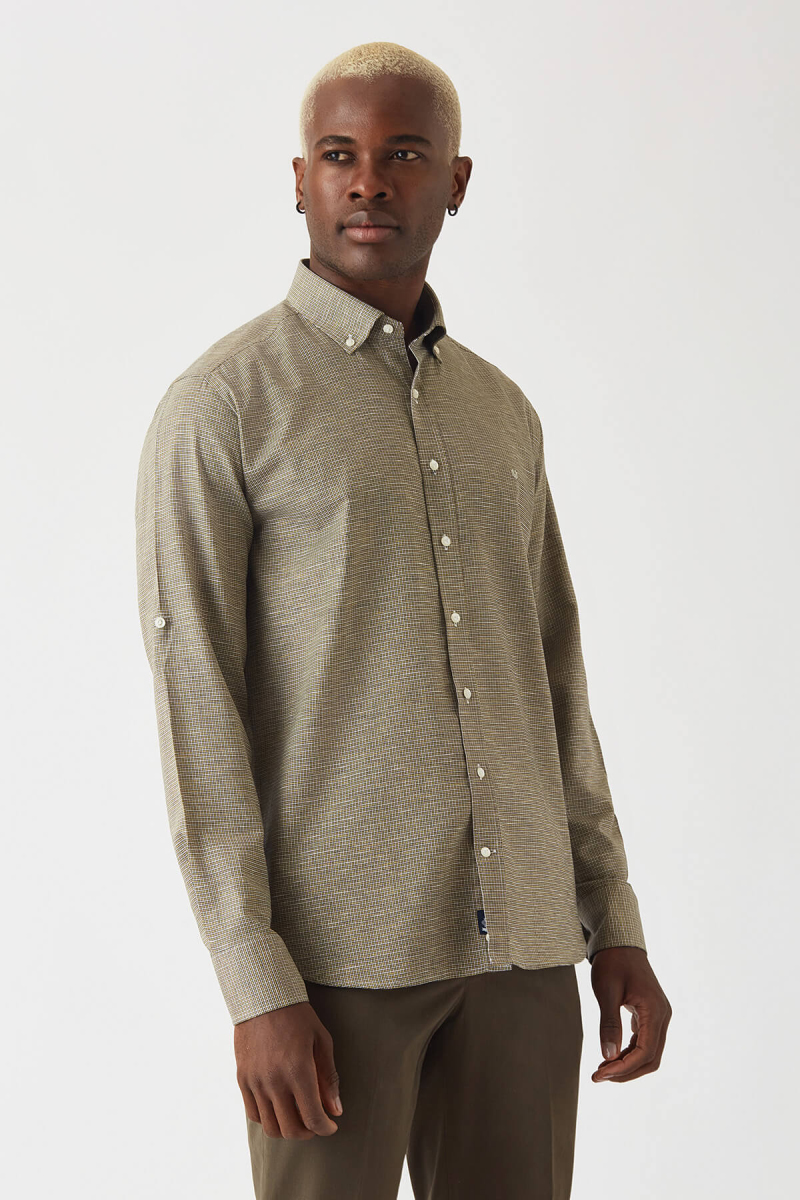 Erkek Gri Pamuk Regular Fit Spor Gömlek - 4