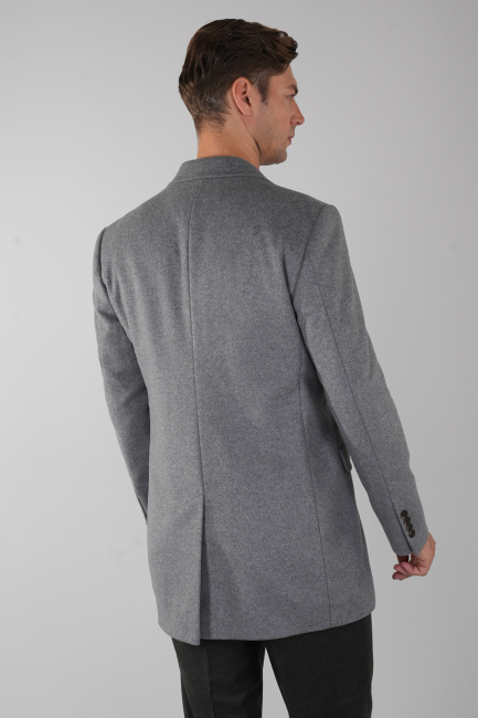Erkek Gri Yün Kaşmir Palto (1)