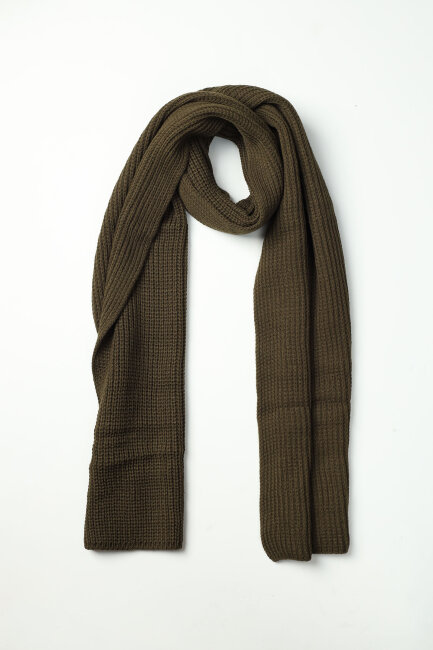 Erkek Haki Düz Bere Atkı Seti - 3