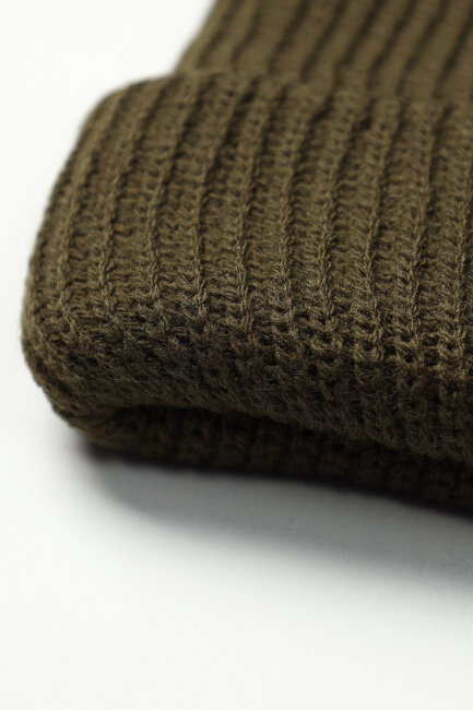 Erkek Haki Düz Bere Atkı Seti - 7