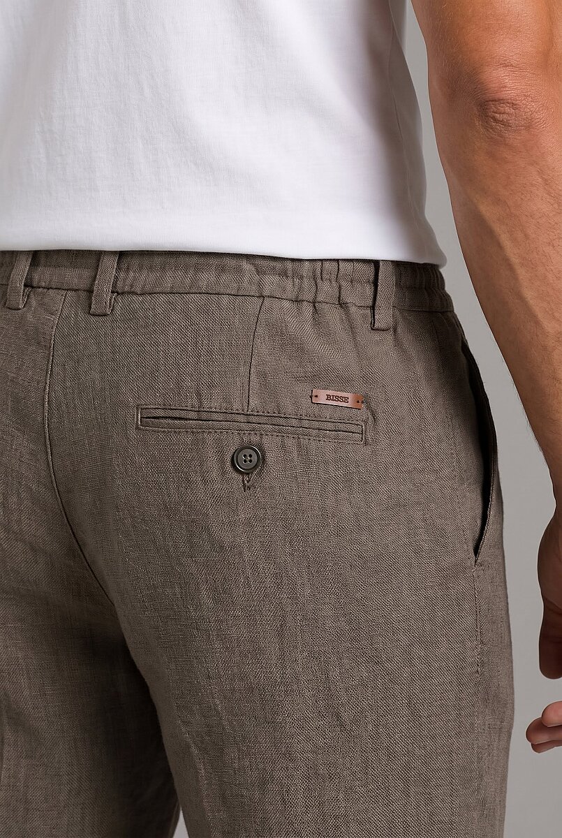 Haki Keten Bağcıklı Lastikli Spor Pantolon - 3