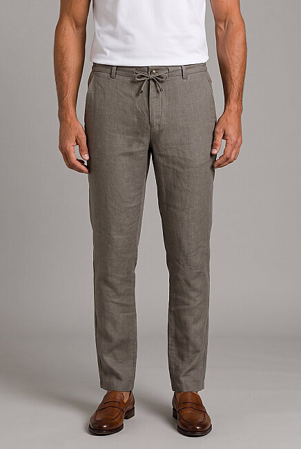 Haki Linen Bağcikli Lastikli Spor Trousers (0)