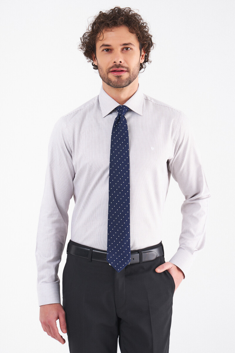 Erkek Kahve Pamuk Regular Fit Klasik Gömlek - 1