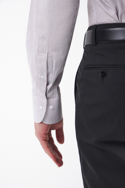 Erkek Kahve Pamuk Regular Fit Klasik Gömlek - 4