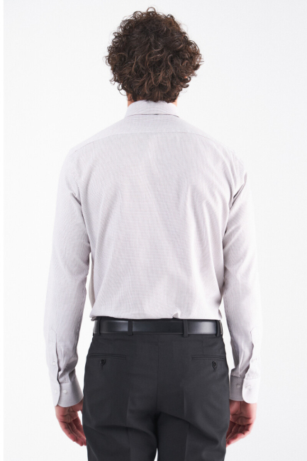 Erkek Kahve Pamuk Regular Fit Klasik Gömlek - 2