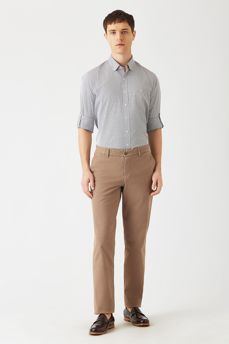 Erkek Kahve Pamuk Regular Fit Şık Spor Gömlek - 4