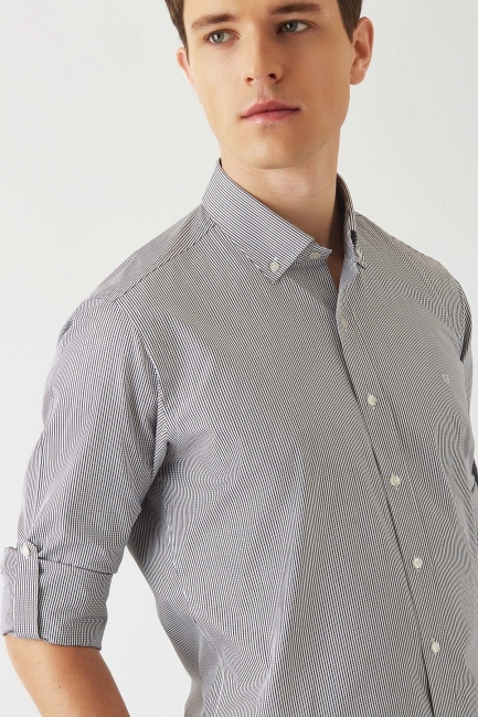 Erkek Kahve Pamuk Regular Fit Şık Spor Gömlek - 3