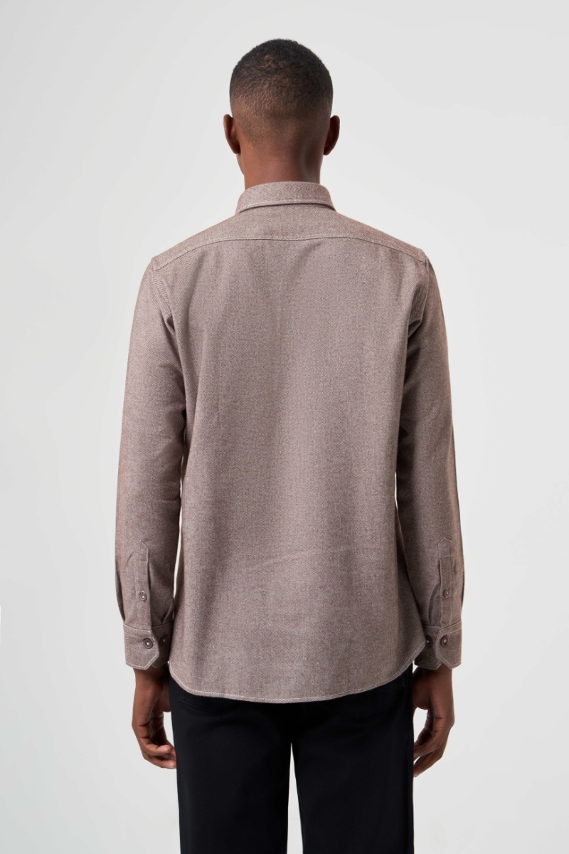 Erkek Kahve Regular Fit Oduncu Tarzı Uzun Kol Gömlek - 2