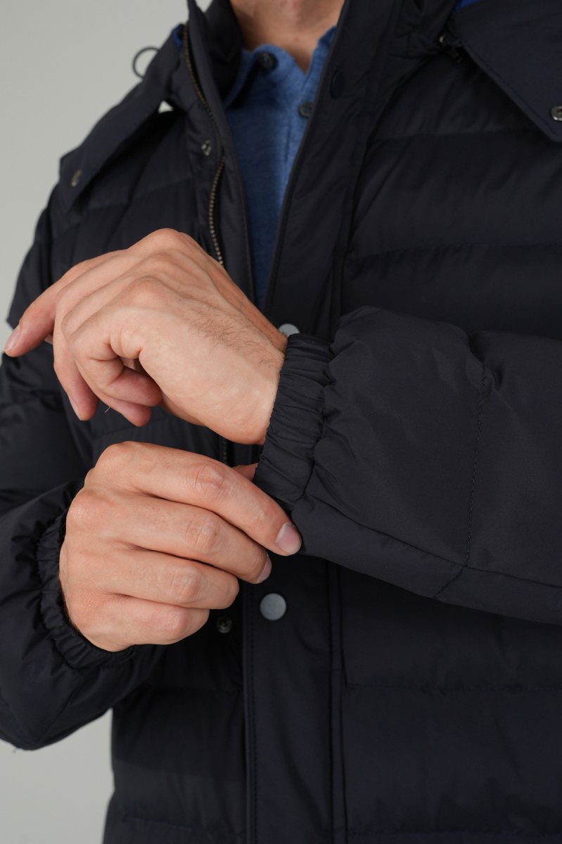 Erkek Kapşonlu Şişme Mont Lacivert - 3