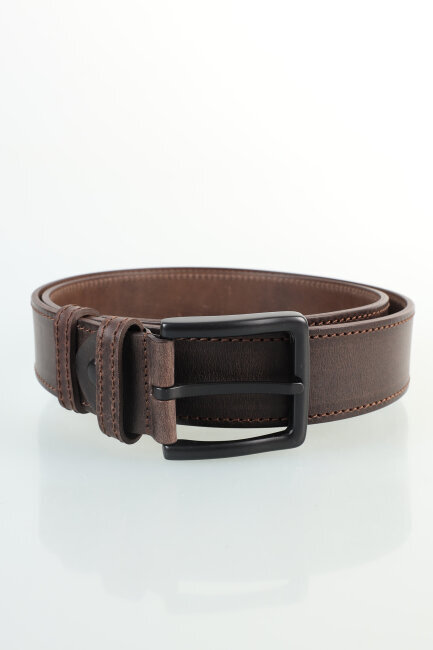 Erkek Kenar Dikişli Tokalı Kahve Kemer 