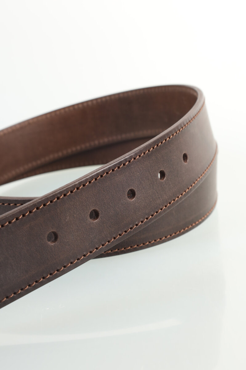 Erkek Kenar Dikişli Tokalı Kahve Kemer - 3